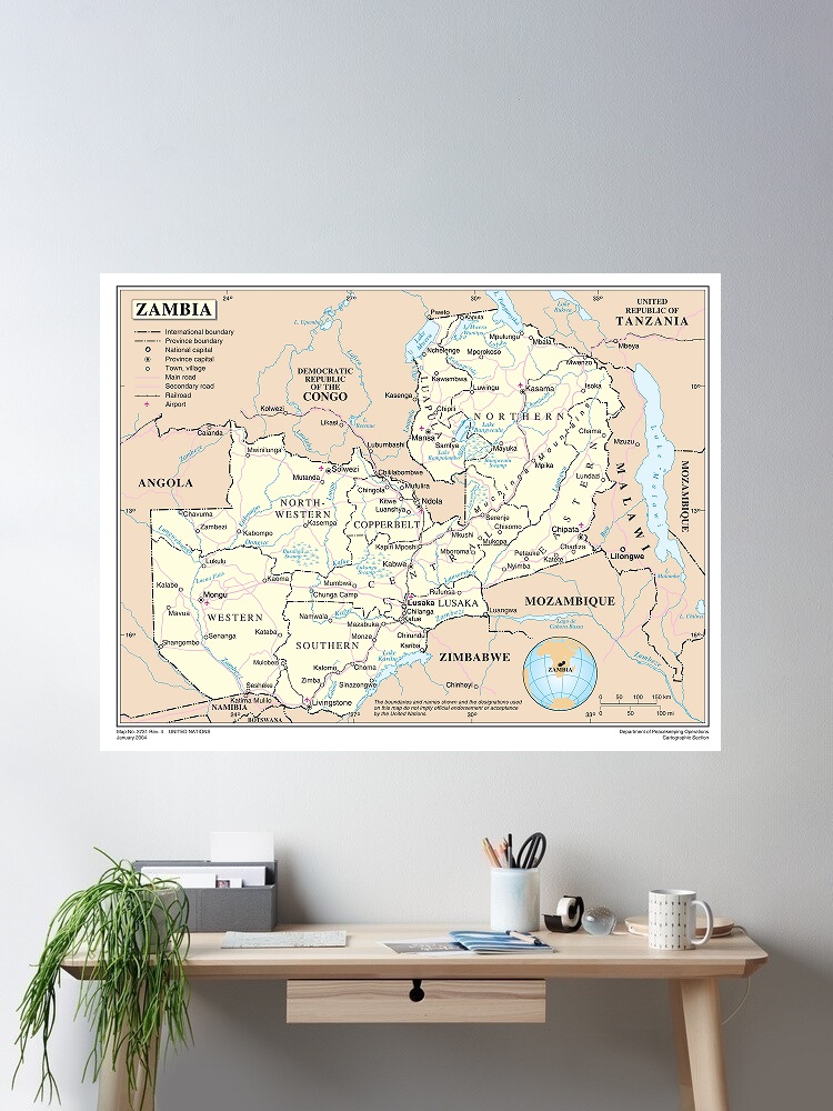Home Decor Zambia - 잠비아 지도, 인쇄 아트 캔버스 포스터,