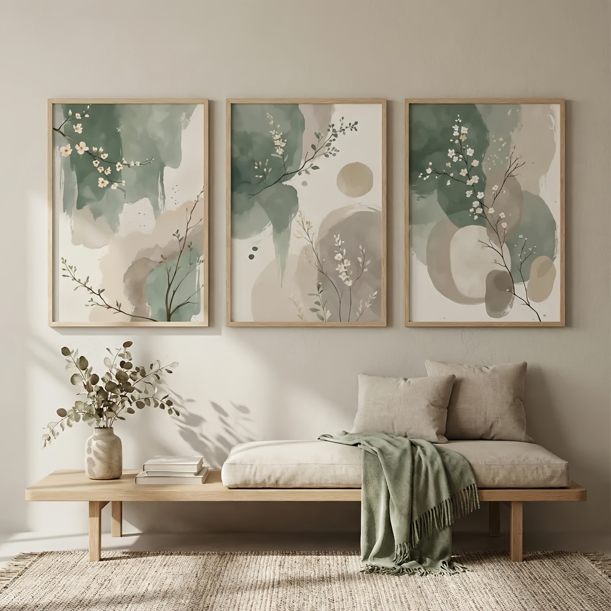 Home Decor Design Interior - 3pcs 일본식 식물 캔버스 벽 예술