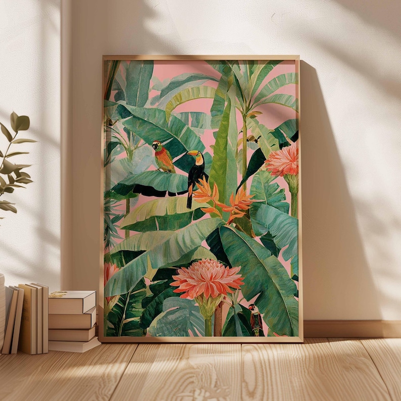 Home Decor Design Interior - 1pc 레트로 열대 캔버스 포스터, 프레임이