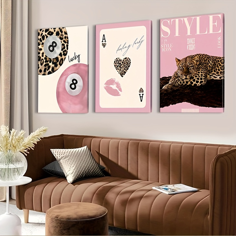 Home Decor Design Interior - 3피스 레오파드 치타 캔버스 벽 예술
