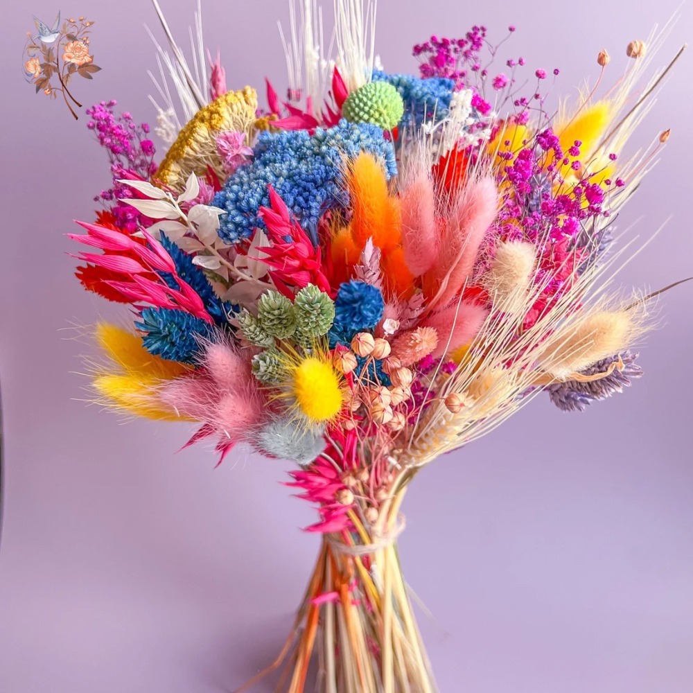 Dried Flower Bouquet - 다채로운 건조 꽃 웨딩 부케 신부용
