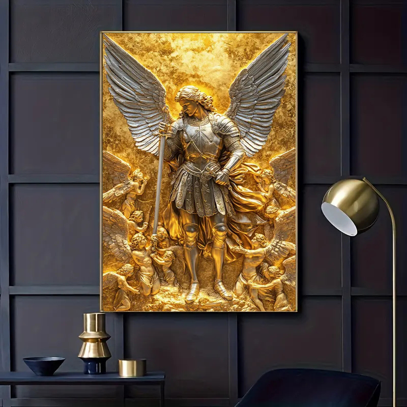 Home Decor Design Interior - 대천사 미카엘 골드 엔젤 동상 벽
