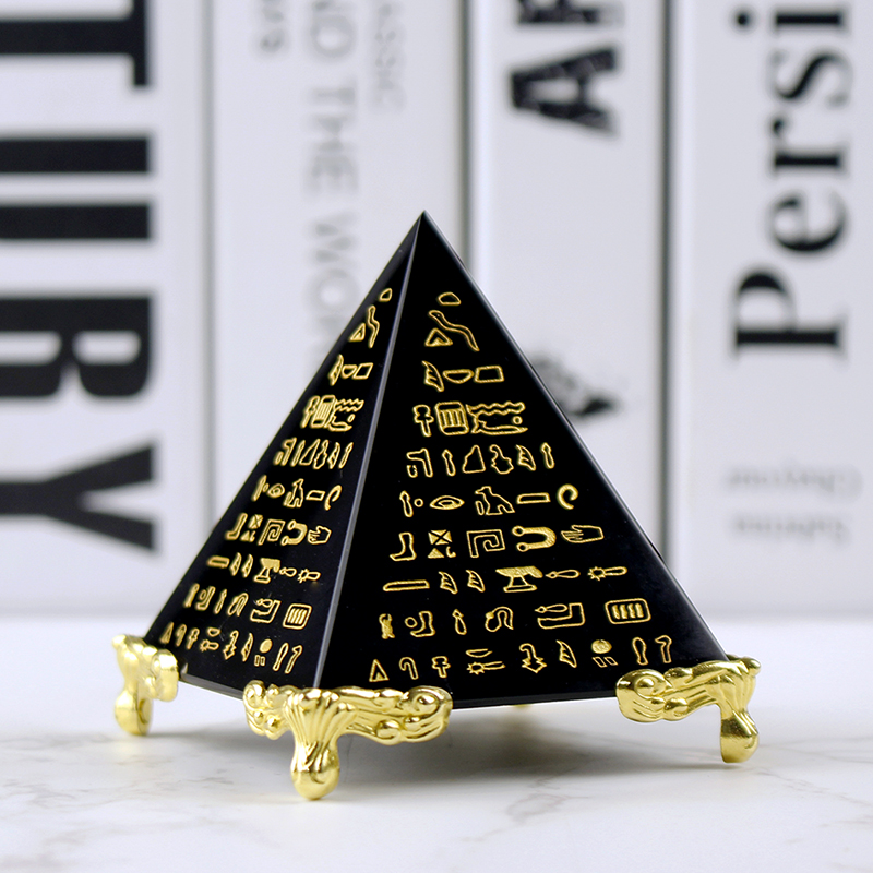 Home Decor Egypt - 이집트 크리스탈 흑요석 피라미드 모델, 자연