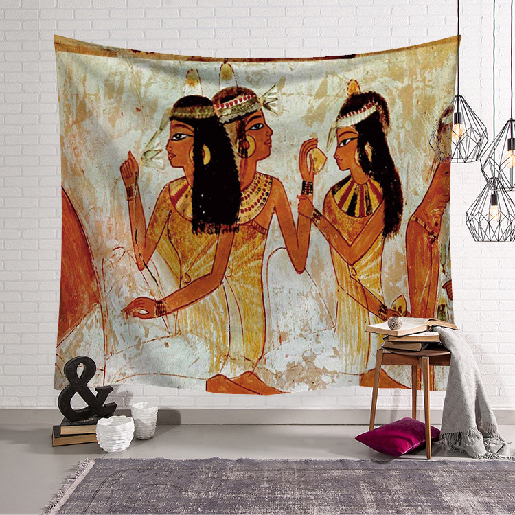 Home Decor Egypt - 노란색 고대 이집트 문화가 인쇄된 히피
