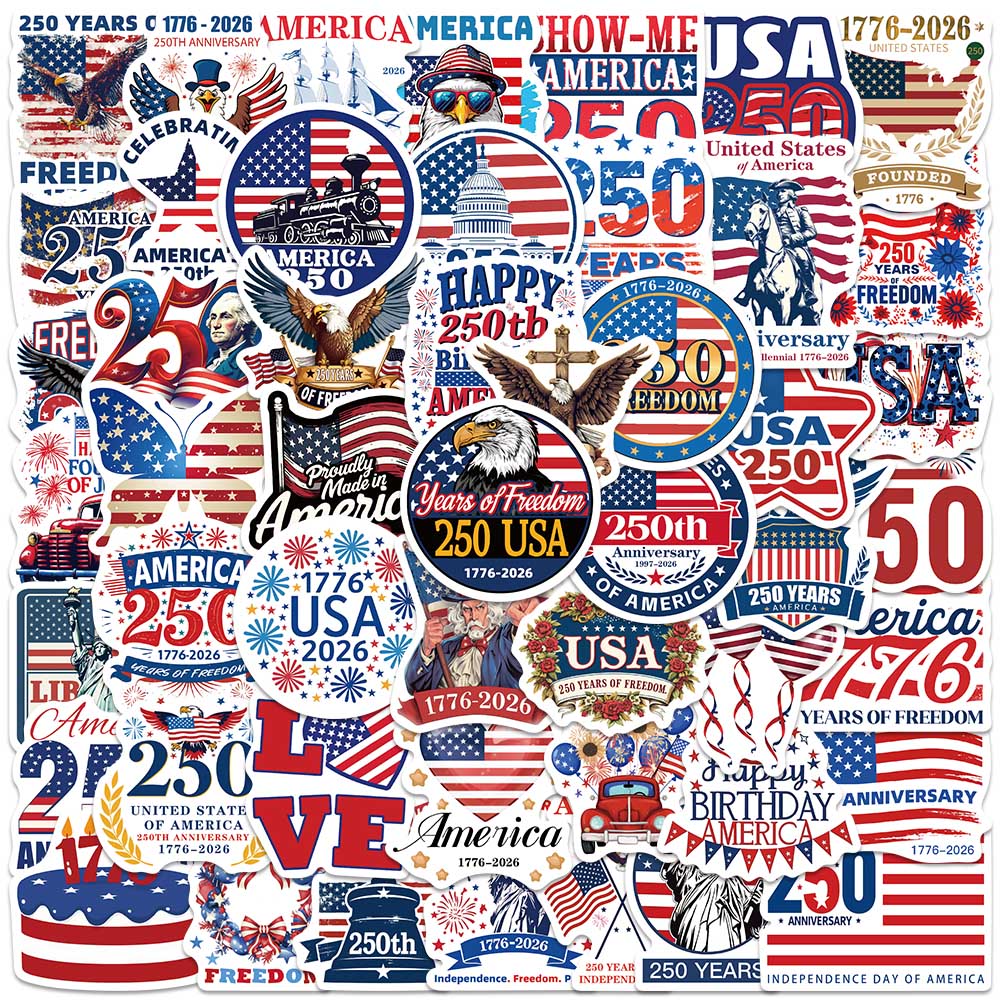 Home Decor Usa - 50PCS 미국 애국 기념일 스티커 축제