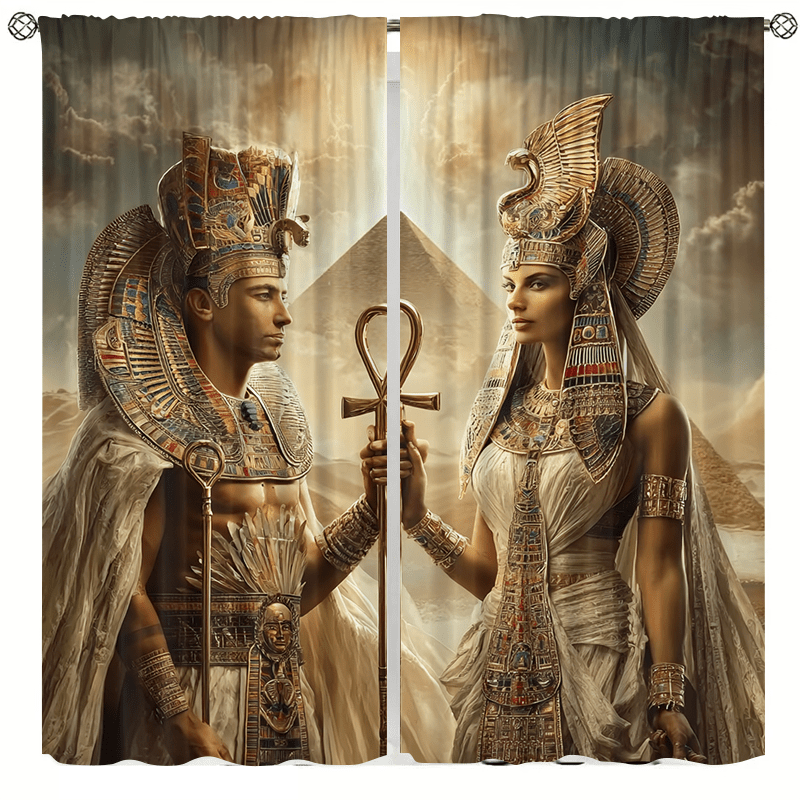 Home Decor Egypt - 이집트의 왕과 왕비 커튼 피라미드 배경