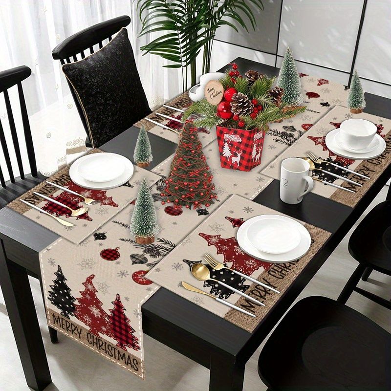 미국 컨트리 크리스마스 테이블 러너 플레이스매트 세트  - Linen Table Runner 리뷰 및 가격