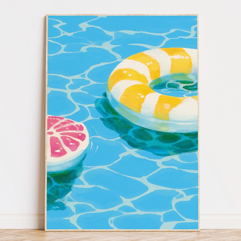다채로운 풀 플로트 구명부표 야자수 그림 포스터 캔버스 - Floating Shelves 리뷰 및 가격