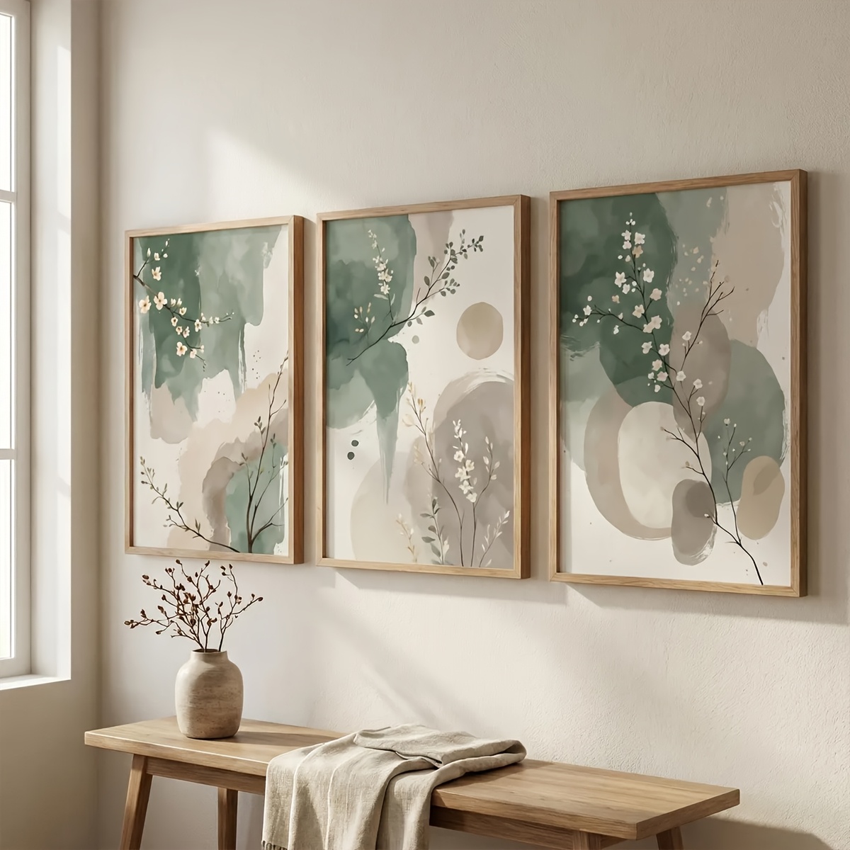 3pcs 일본식 식물 캔버스 벽 예술 프레임리스 추상  - Home Decor Design Interior 리뷰 및 가격