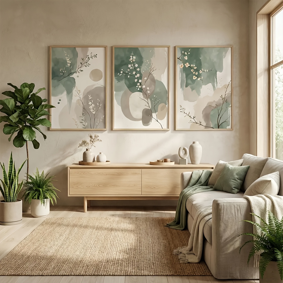 3pcs 일본식 식물 캔버스 벽 예술 프레임리스 추상  - Home Decor Design Interior 리뷰 및 가격