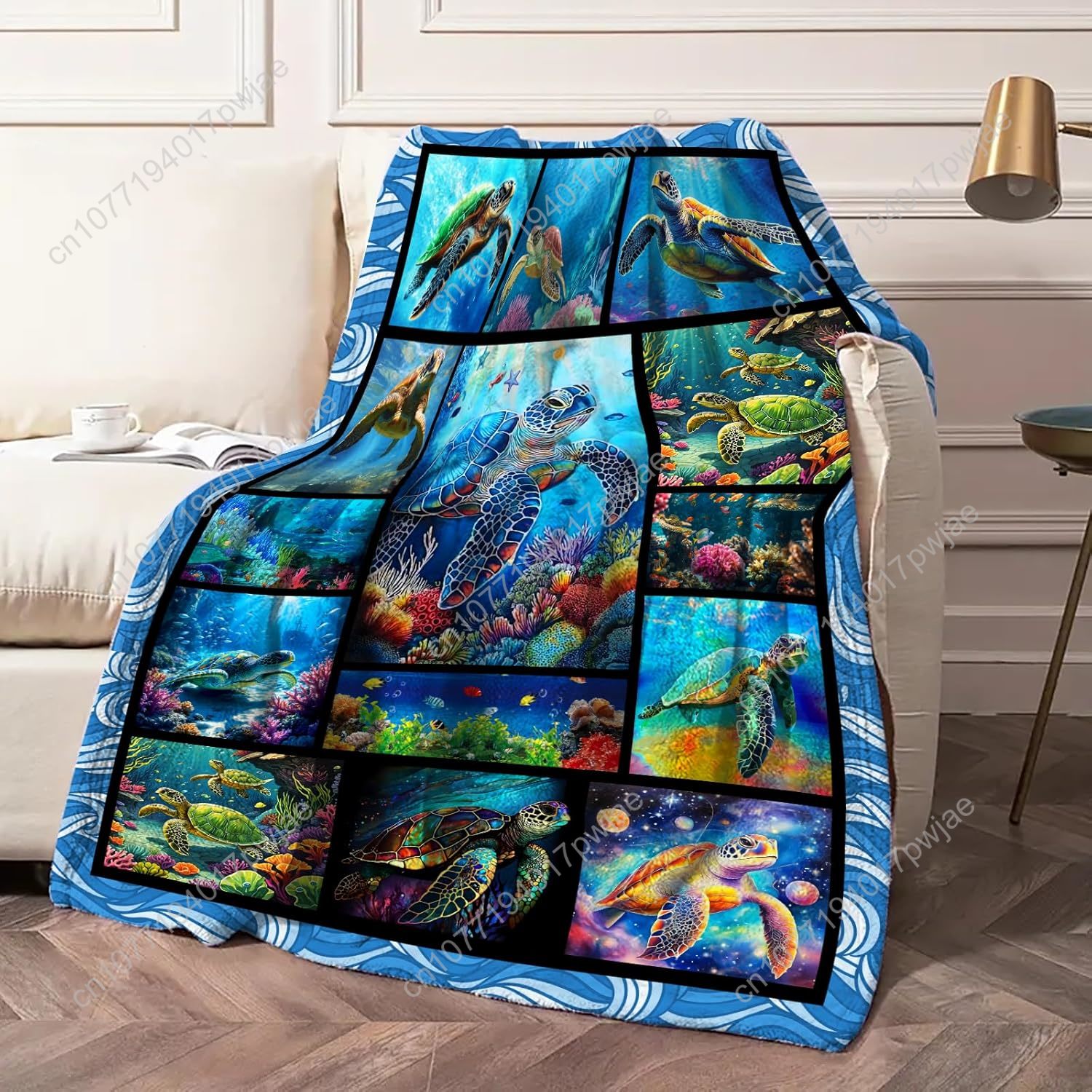 바다거북 플란넬 담요 부드럽고 아늑한 해양 테마의 산호 - Home Decor Sofa 리뷰 및 가격