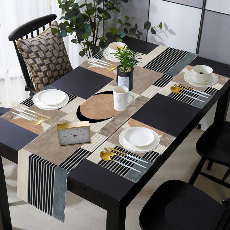 레트로 지구색 기하학 무늬 테이블 러너 플레이스매트 세 - Linen Table Runner 리뷰 및 가격