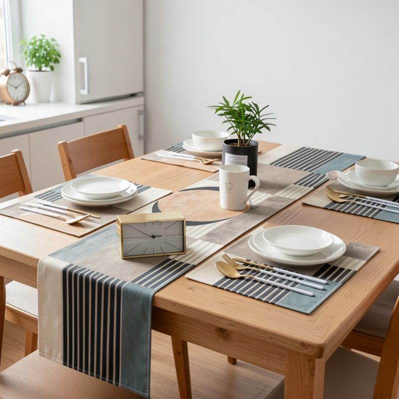 레트로 지구색 기하학 무늬 테이블 러너 플레이스매트 세 - Linen Table Runner 리뷰 및 가격