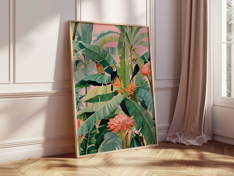1pc 레트로 열대 캔버스 포스터, 프레임이 없는 식물 - Home Decor Design Interior 리뷰 및 가격