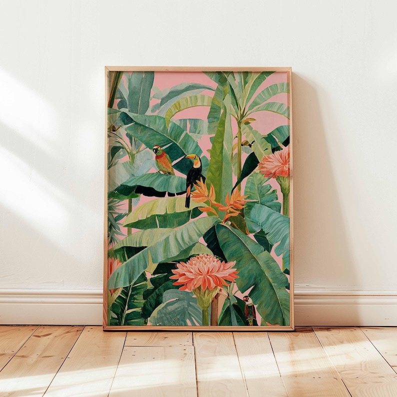 1pc 레트로 열대 캔버스 포스터, 프레임이 없는 식물 - Home Decor Design Interior 리뷰 및 가격