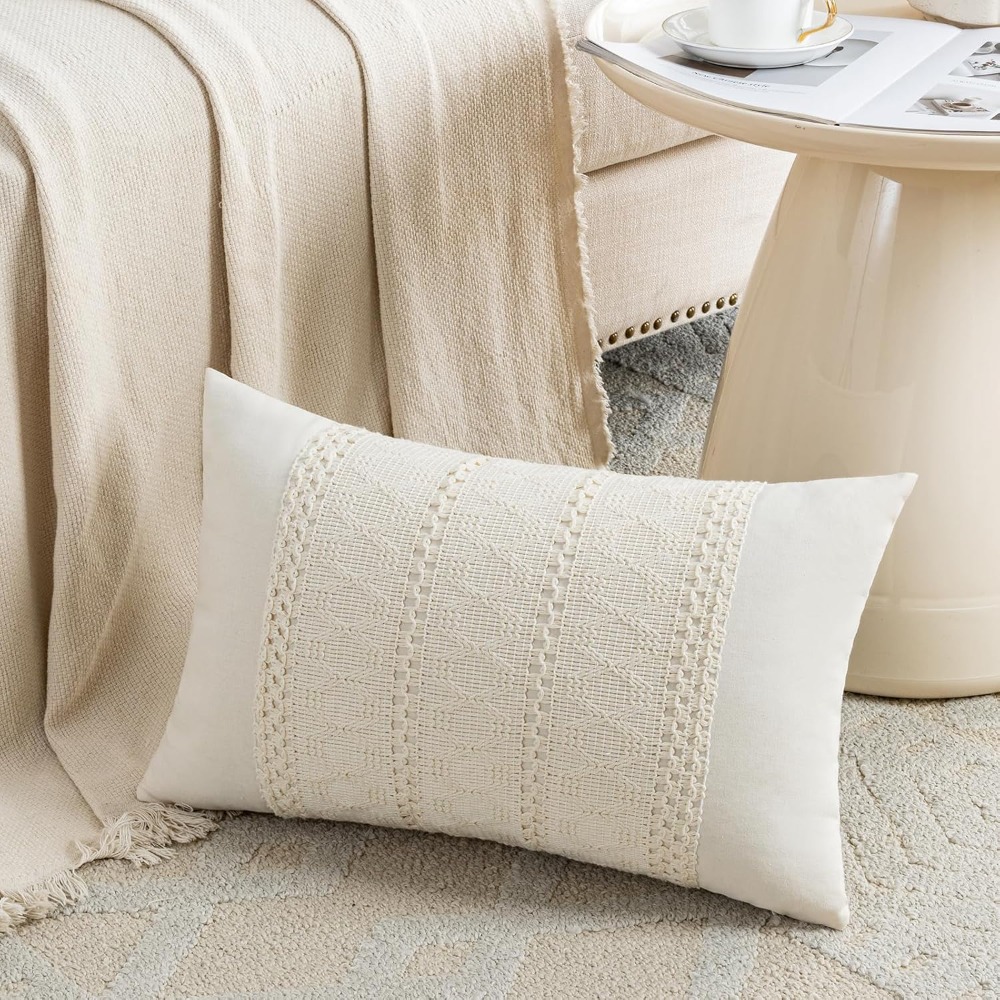 보헤미안 크림색 허리 쿠션 커버 12x20인치 장식용  - Home Decor Sofa 리뷰 및 가격