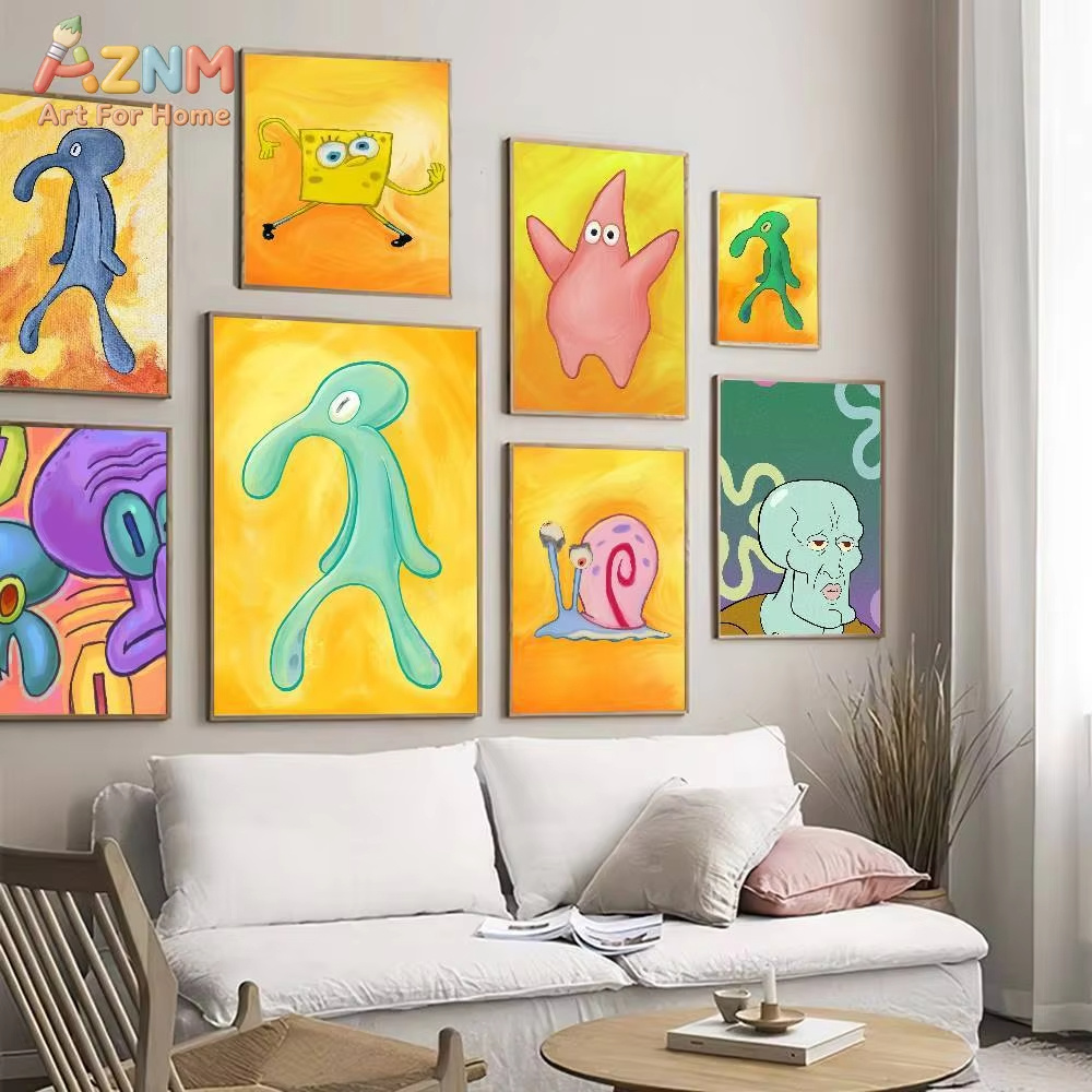 1pc AZMN 스폰지밥 스퀘어팬츠 추상 캐릭터 프레임 - Abstract Oil Painting 리뷰 및 가격