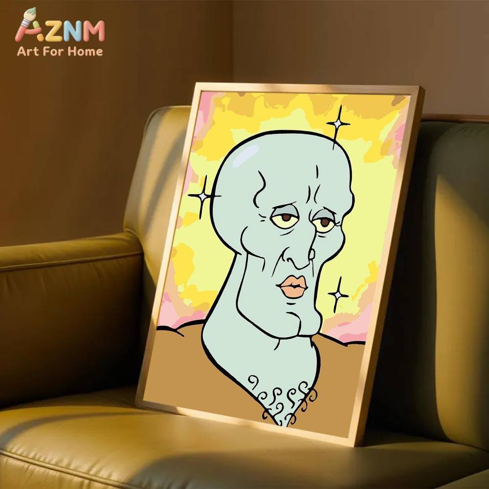1pc AZMN 스폰지밥 스퀘어팬츠 추상 캐릭터 프레임 - Abstract Oil Painting 리뷰 및 가격