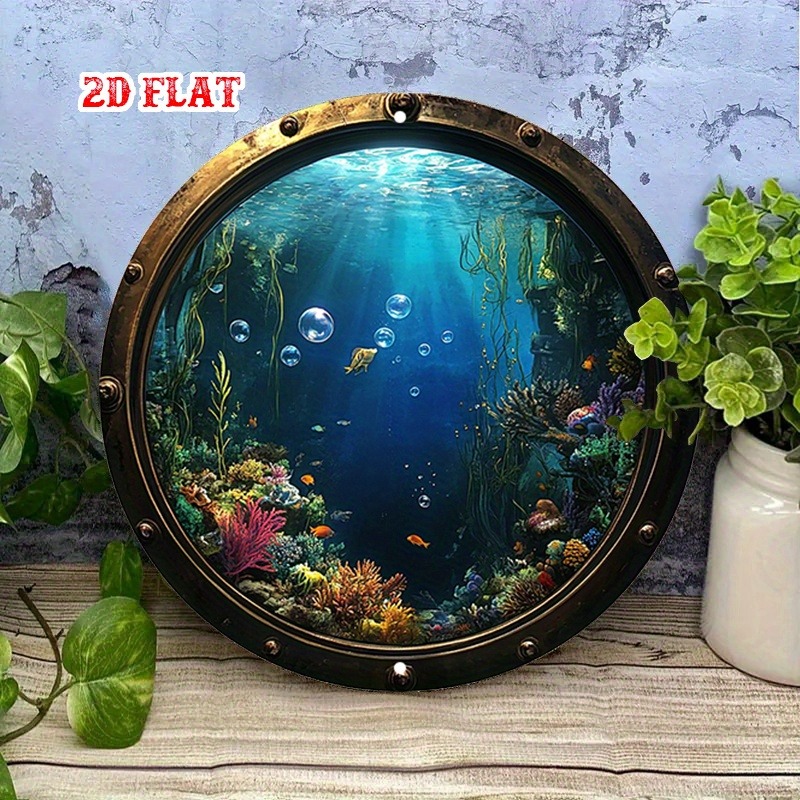 소박한 빈티지 금속 벽 장식 - 물고기가 있는 수중 장 - Home Decor Design Interior 리뷰 및 가격