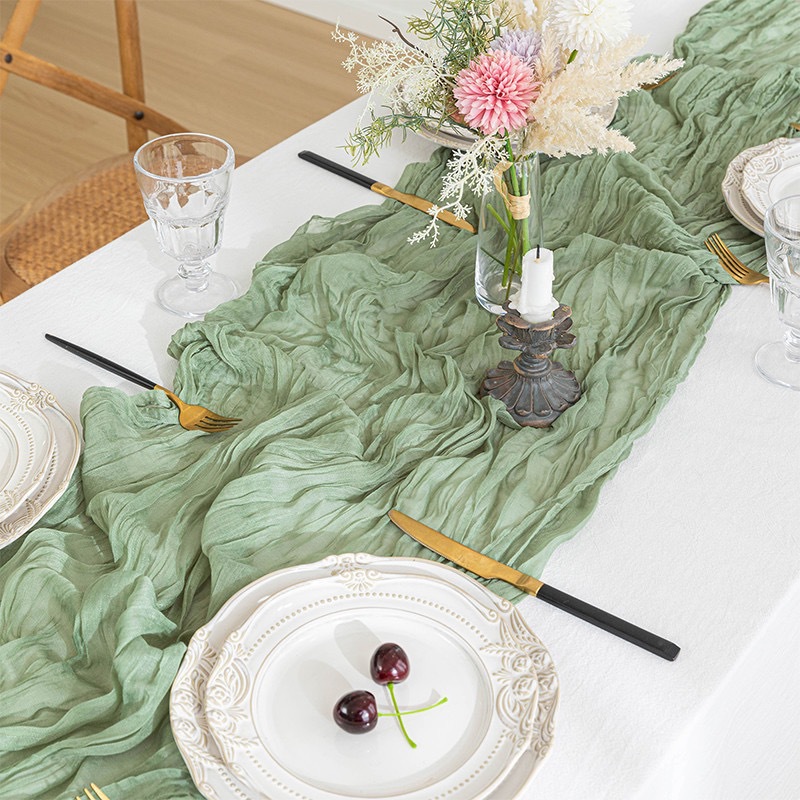 보헤미안 스타일 거즈 테이블 러너, 주름진 치즈클로스  - Linen Table Runner 리뷰 및 가격