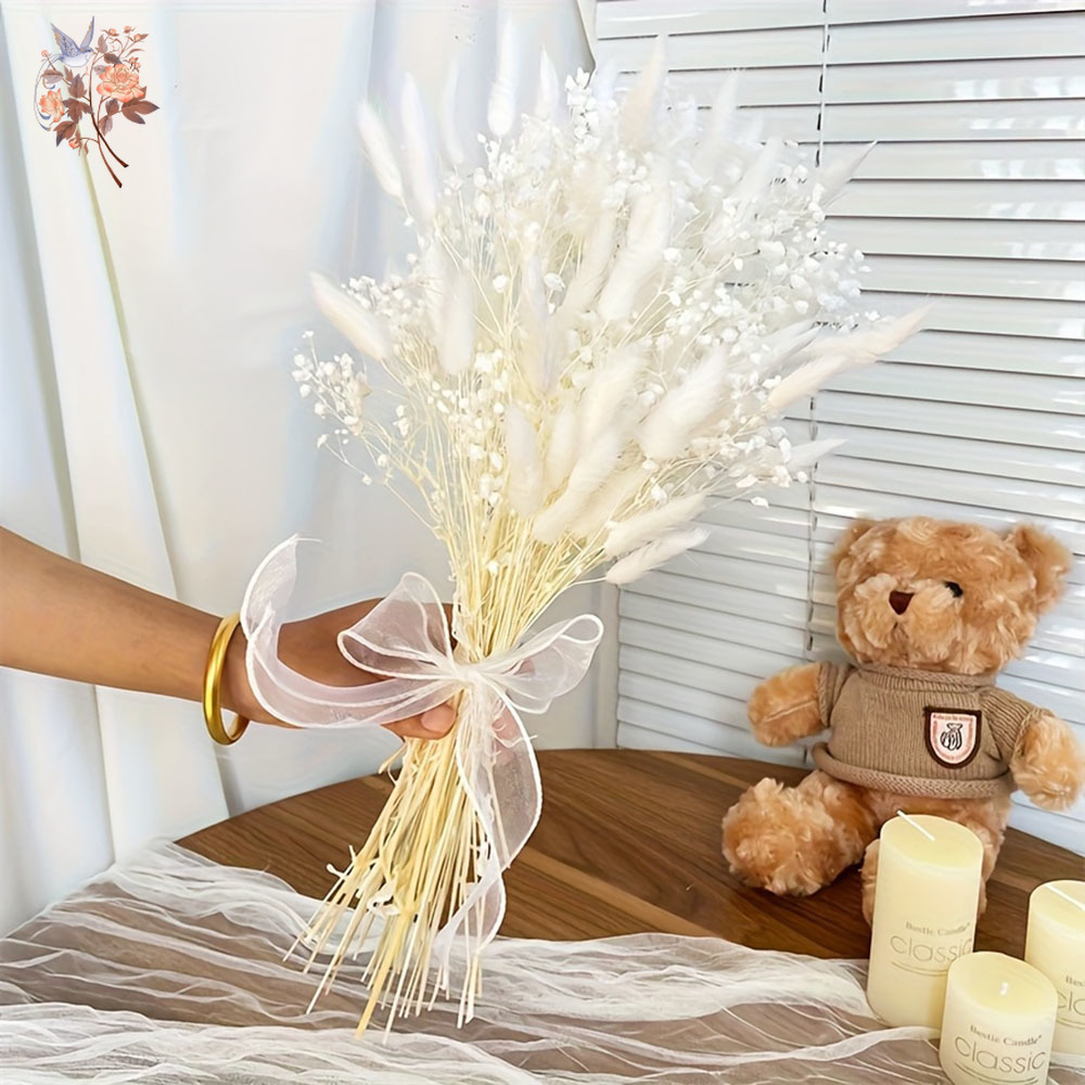 54Pcs 흰색 말린 꽃 신부 Mariage 꽃다발 자 - Dried Flower Bouquet 리뷰 및 가격