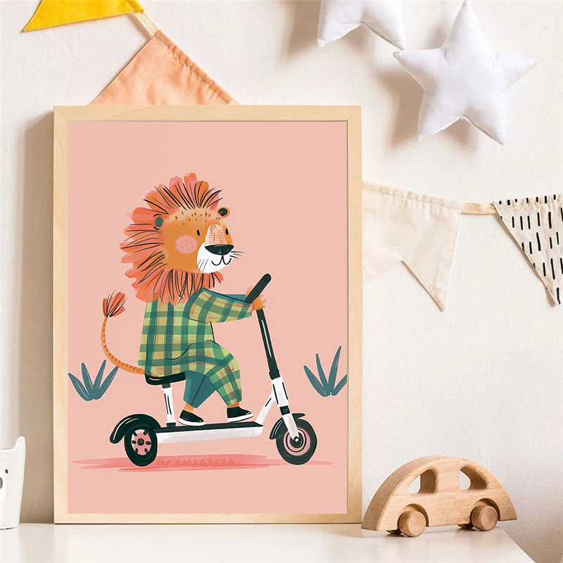 강아지 비행기 사자 자동차 동물 스케이트보드 호랑이 자 - Watercolor Poster Print 리뷰 및 가격