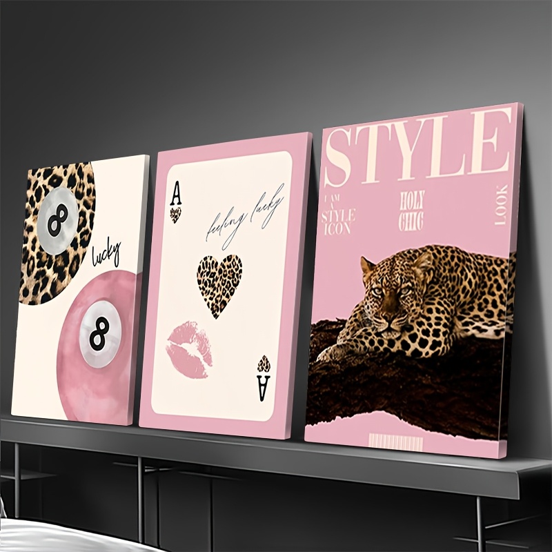 3피스 레오파드 치타 캔버스 벽 예술 프린트, 프레임  - Home Decor Design Interior 리뷰 및 가격