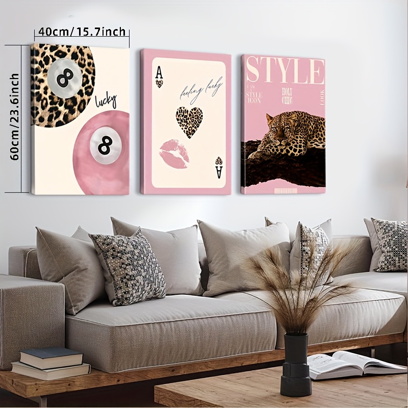 3피스 레오파드 치타 캔버스 벽 예술 프린트, 프레임  - Home Decor Design Interior 리뷰 및 가격