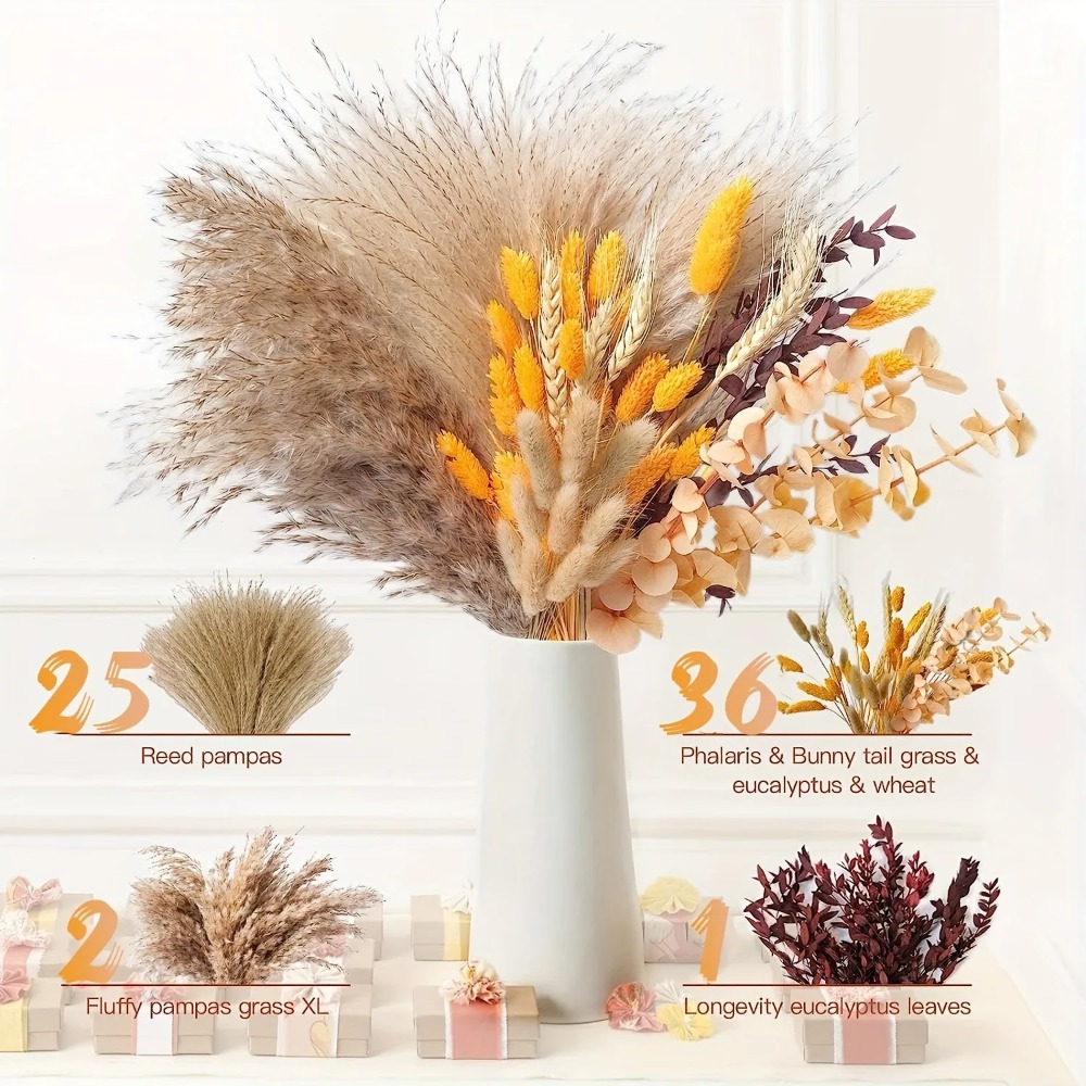 80 조각 자연 말린 꽃 꽃다발 홈 인테리어 팜파스 리 - Dried Flower Bouquet 리뷰 및 가격