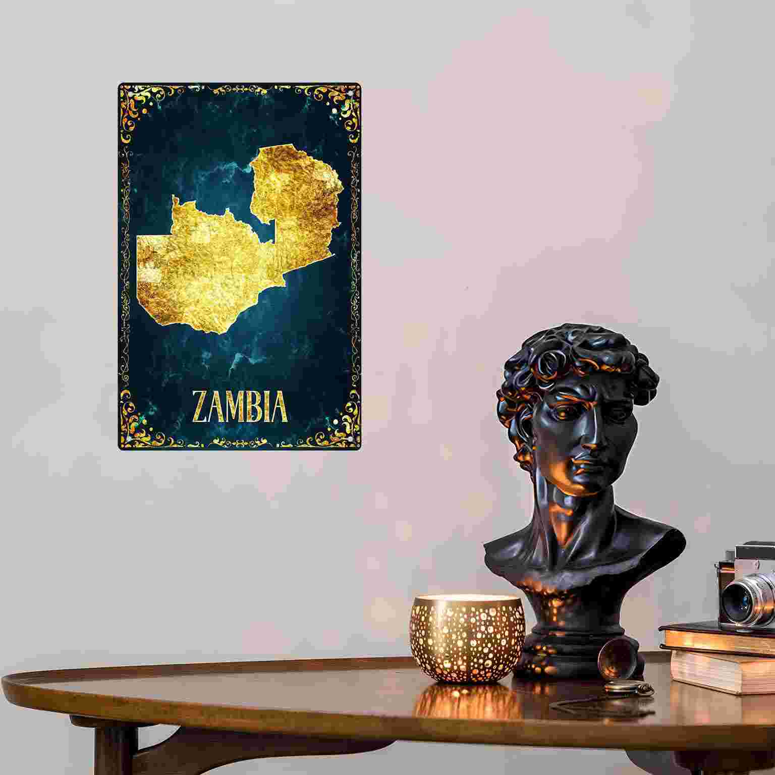 2D 평면 1개 세트 잠비아 금박 지도 장식 벽걸이 장 - Home Decor Zambia 리뷰 및 가격