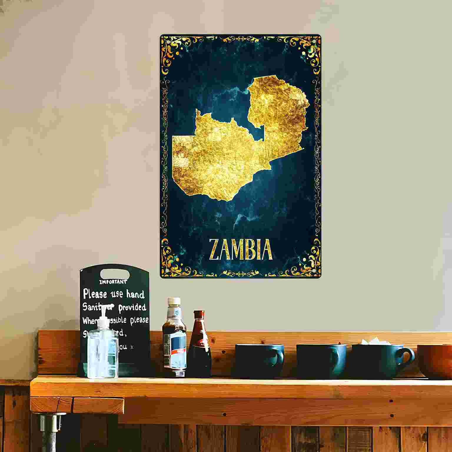 2D 평면 1개 세트 잠비아 금박 지도 장식 벽걸이 장 - Home Decor Zambia 리뷰 및 가격