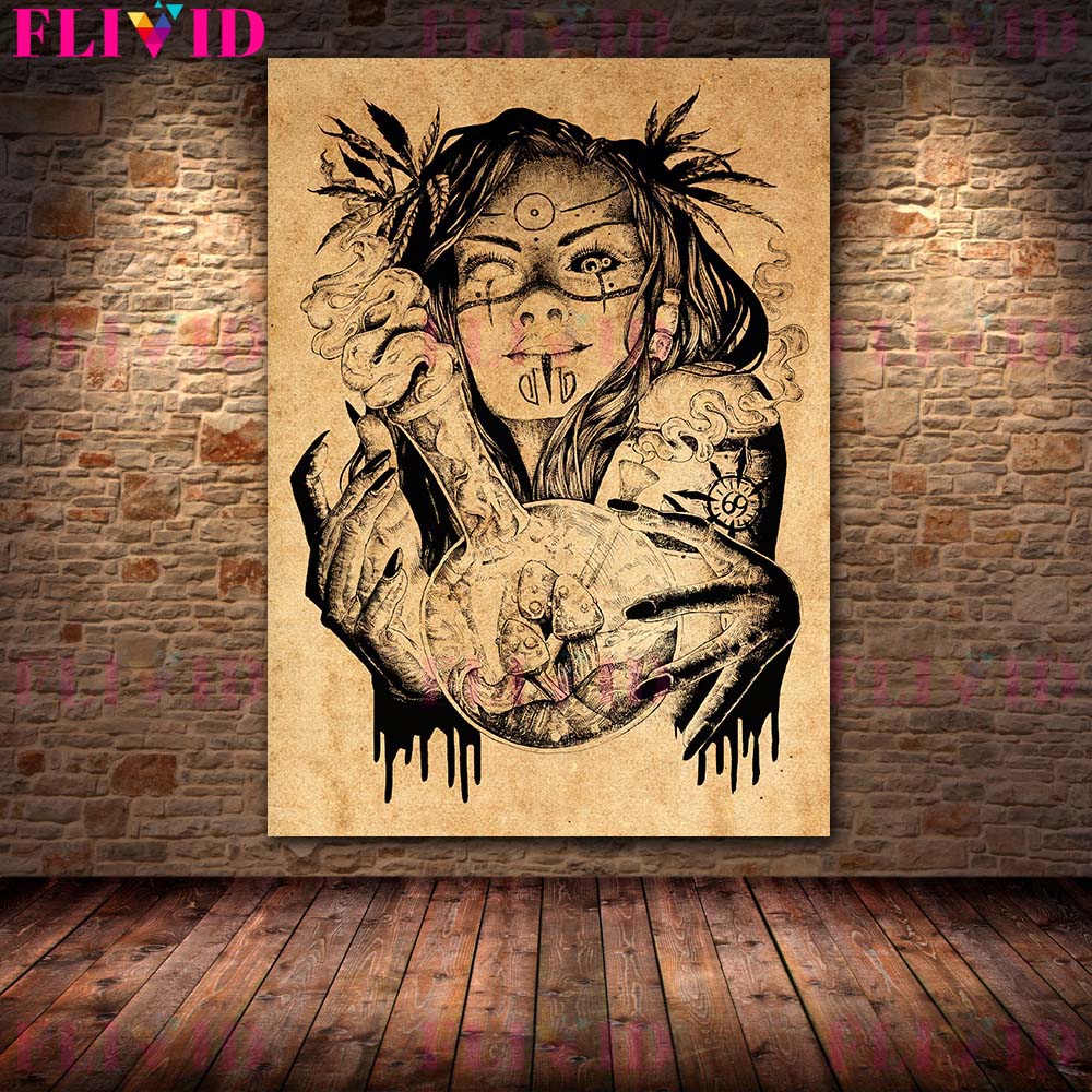 포션 마녀 영혼 교환 벽 예술 캔버스 그림 빈티지 추상 - Home Decor Exchange 리뷰 및 가격