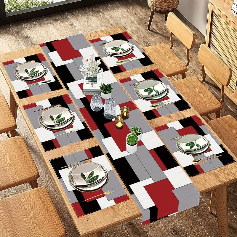 모던 미니멀리스트 대비 기하학 무늬 테이블 러너 플레이 - Linen Table Runner 리뷰 및 가격