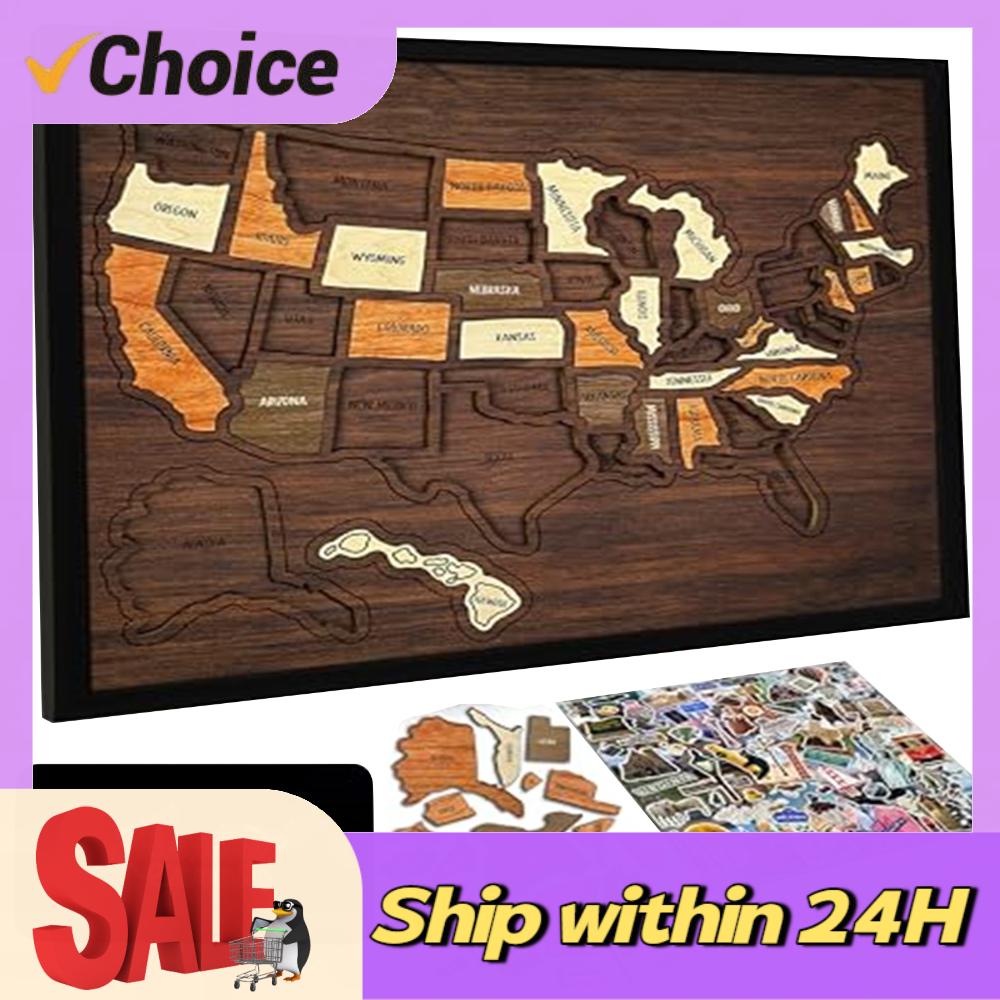 12 X 10인치 나무 휴대용 미국 여행 퍼즐 세트 ( - Home Decor Usa 리뷰 및 가격