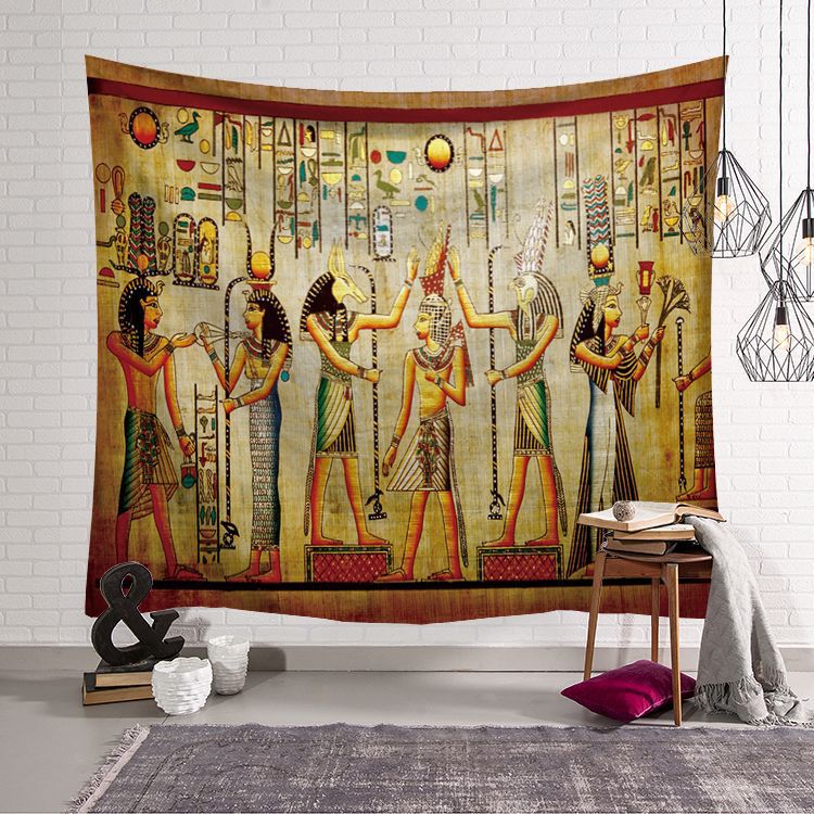 노란색 고대 이집트 문화가 인쇄된 히피 이집트 태피스트 - Home Decor Egypt 리뷰 및 가격