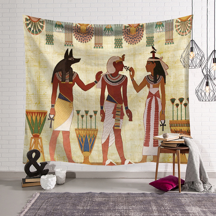 노란색 고대 이집트 문화가 인쇄된 히피 이집트 태피스트 - Home Decor Egypt 리뷰 및 가격