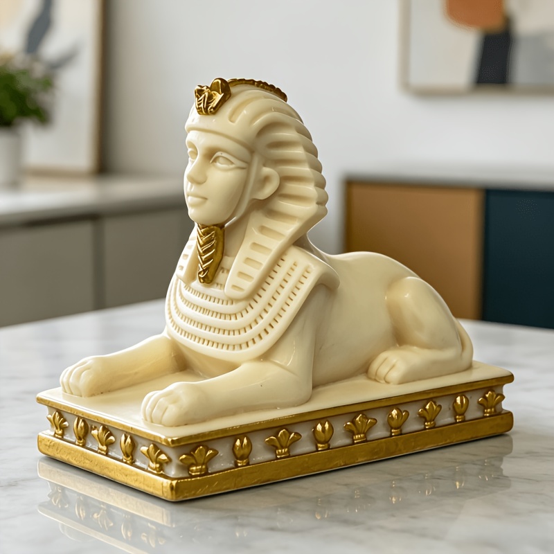 아이보리 화이트 금박 이집트 스핑크스 수지 조각상, 빈 - Home Decor Egypt 리뷰 및 가격