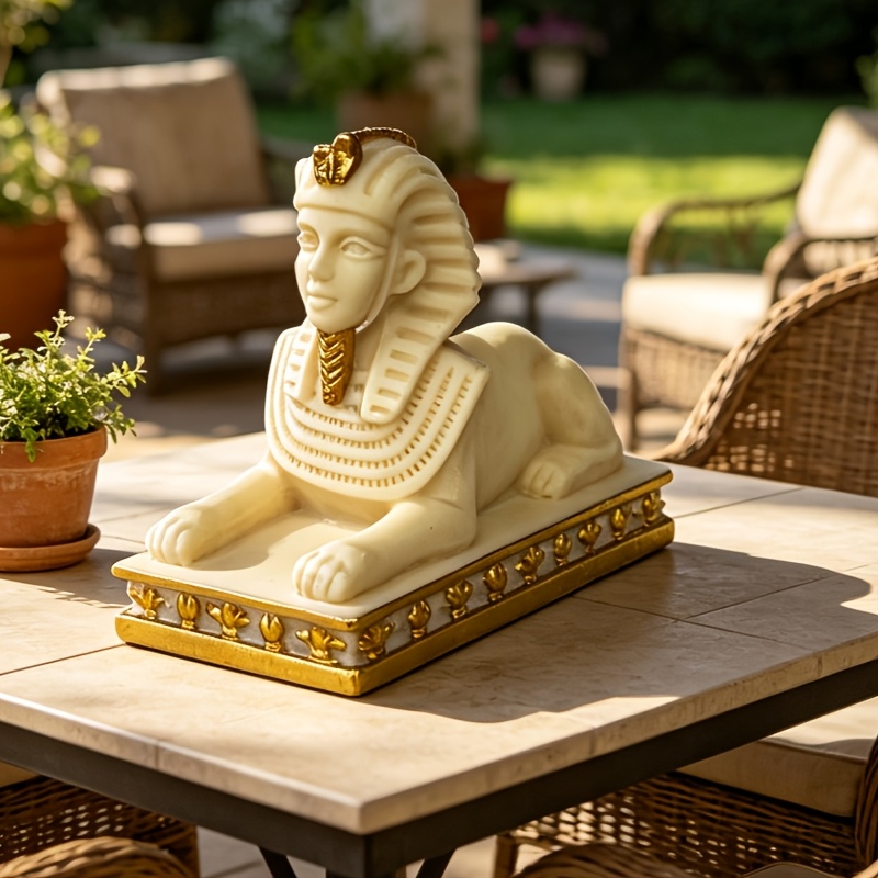 아이보리 화이트 금박 이집트 스핑크스 수지 조각상, 빈 - Home Decor Egypt 리뷰 및 가격