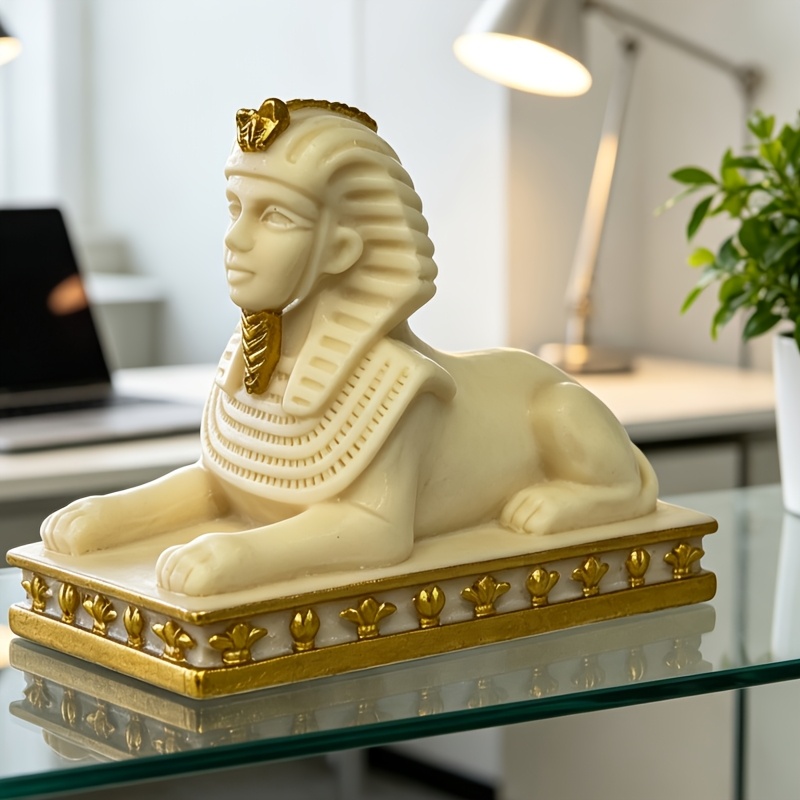 아이보리 화이트 금박 이집트 스핑크스 수지 조각상, 빈 - Home Decor Egypt 리뷰 및 가격