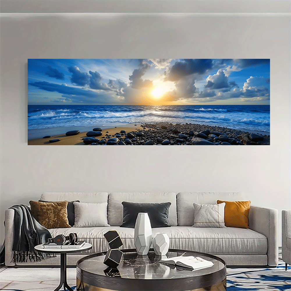 1PC-캔버스 포스터 프레임이 없는 바다 일몰 해변 파 - Home Decor Design Interior 리뷰 및 가격