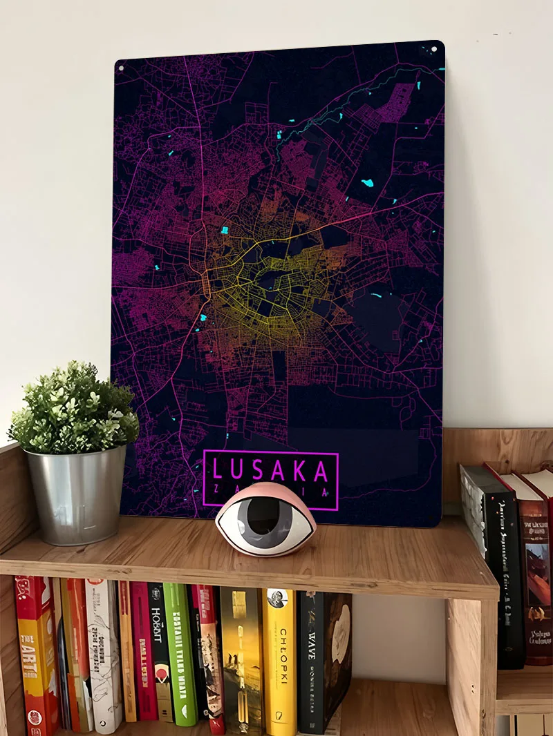 루사카 시티맵 잠비아 네온 포스터 맵 금속 사인 남자들 - Home Decor Zambia 리뷰 및 가격
