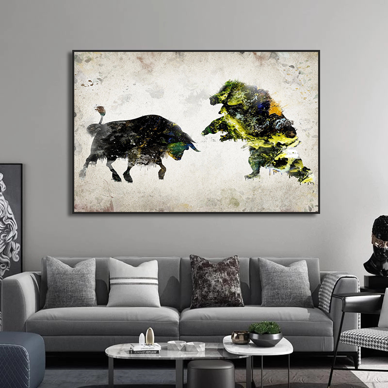 황소와 곰 놀이 체스 벽 아트 캔버스 그림, 사무실 장 - Home Decor Exchange 리뷰 및 가격