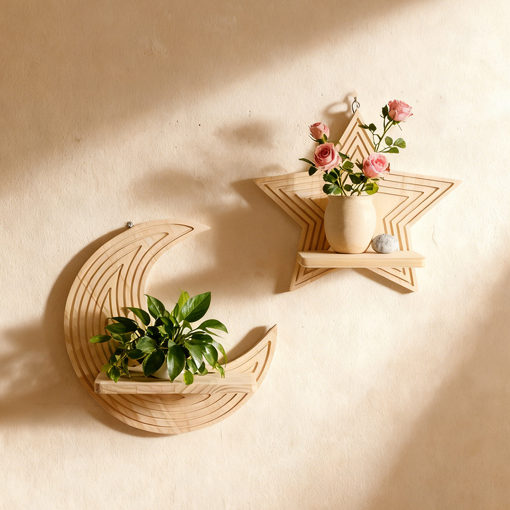 달과 별 모양 나무 벽걸이 선반, 창의적인 벽걸이형 식 - Floating Shelves 리뷰 및 가격