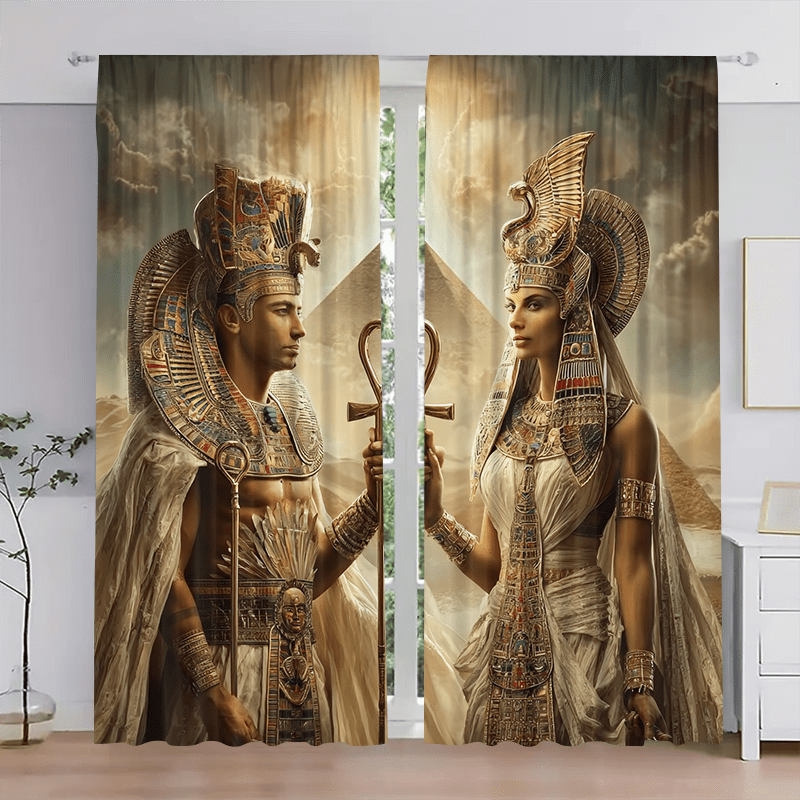 이집트의 왕과 왕비 커튼 피라미드 배경 아트 프린트 창 - Home Decor Egypt 리뷰 및 가격
